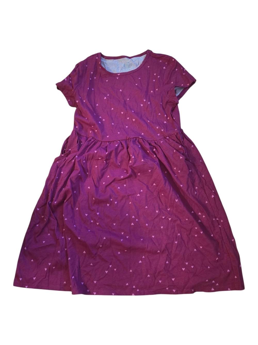 wonder nation Purple Short Sleeve Heart Print Dress 14/16